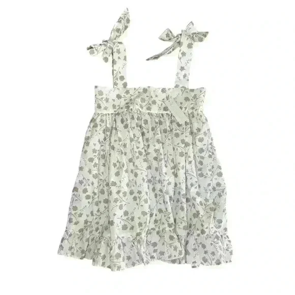 NWT - Eliza James Kids White and Brown Floral Dress - Size 5 - Picture 1 of 3